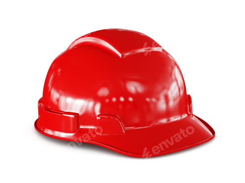 Vista previa: Casco rojo de trabajador de la construcción aislado