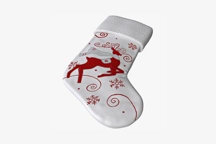 Preview: White stocking with reindeer motif