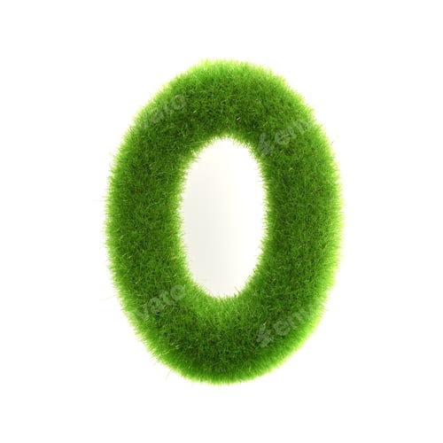 Preview: Grass "0" Number, Isolated On White Background.