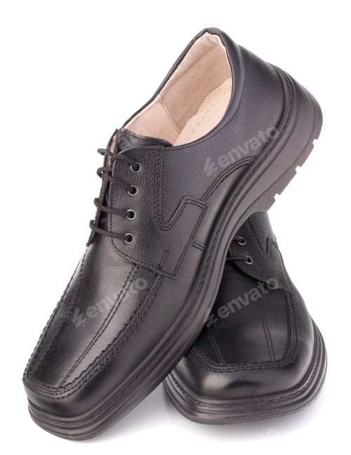 Preview: Black glossy man’s shoes with shoelaces