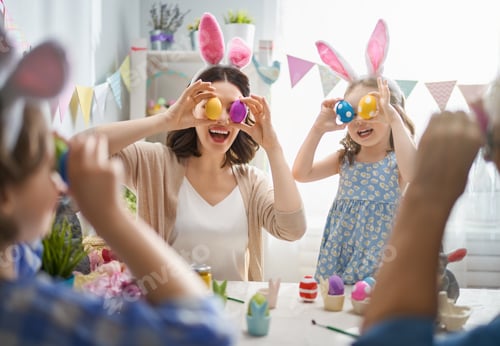 Preview: family preparing for Easter