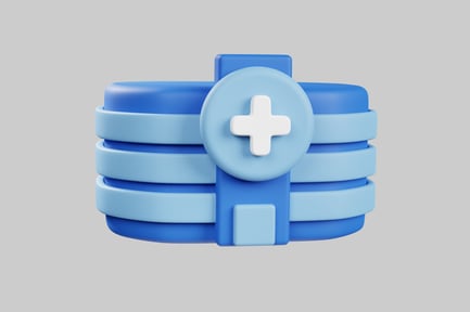 Vista previa: Icono azul del edificio del centro médico