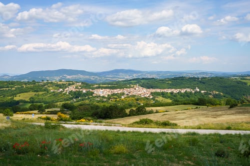 Preview: Landscape in Molise near Macchiagodena and Frosolone. View of Sant Elena Sannita