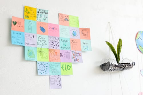 Preview: Colorful Collage Of Environmental Themes Decorates White Wall