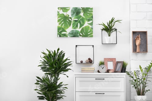 Preview: Stylish modern room interior with exotic houseplants