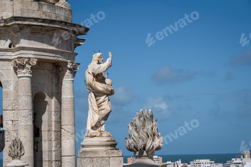 Preview: Jesus Statue on top of Cadiz Cathedral - Cadiz, Andalusia, Spain