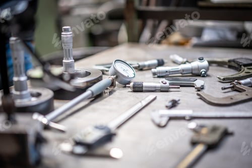 Preview: Machines of the metal industrial factory of the numerical control sector, measurement tools