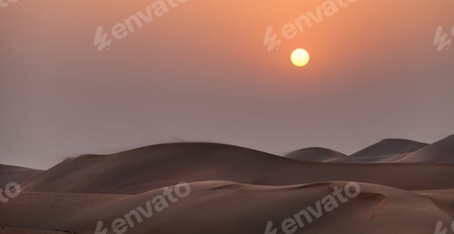 Preview: Desert sunset, minimalism. Wide landscape.