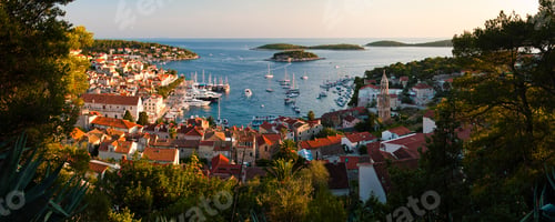 Preview: Panoramic photo of Hvar Town at sunset, Hvar Island, Croatia