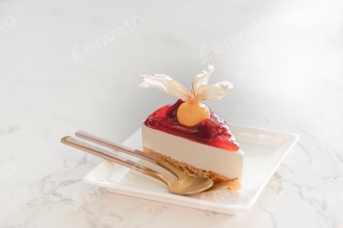 Preview: Elegant Cheesecake Slice with Fruit Topping