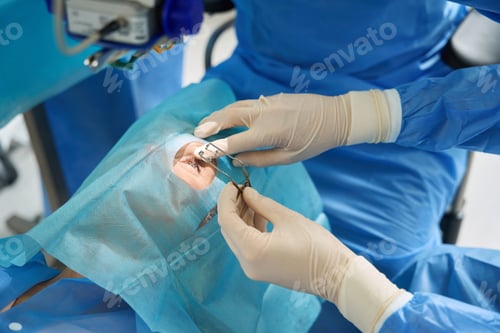 Preview: Doctor holding eyelid expander during the surgery