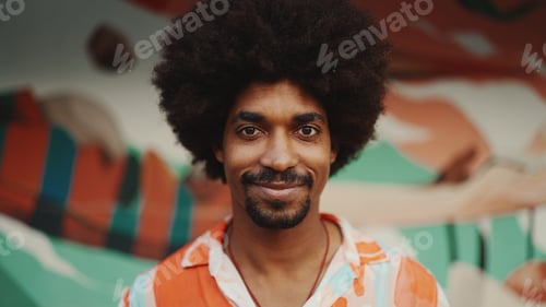 Preview: Close-up frontal portrait of young African American man