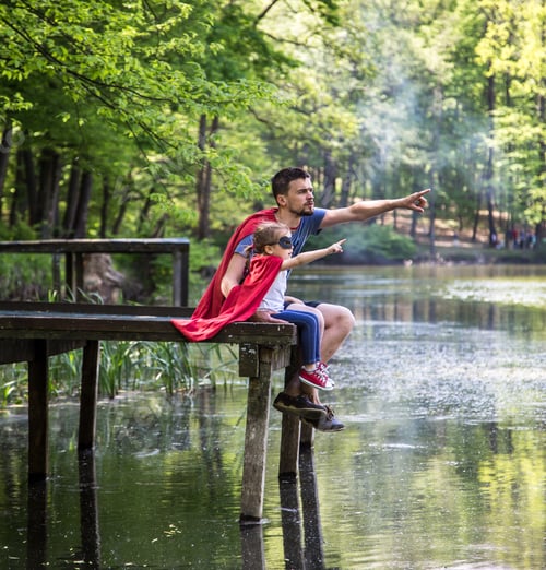 Preview: father and daughter playing a super hero