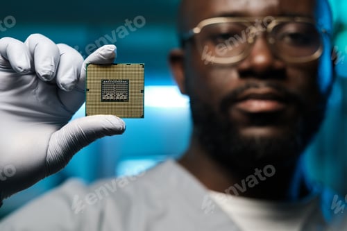 Preview: Gloved hand of contemporary technician of African ethnicity
