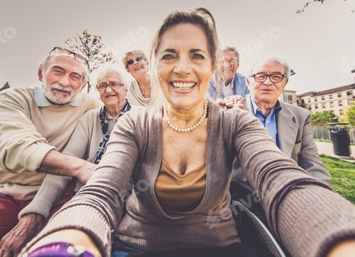Preview: Senior people walking outdoors