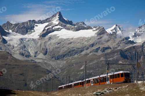 Preview: Glacier Express panoramic train, Swiss Alps, Zermaat, Switzerland