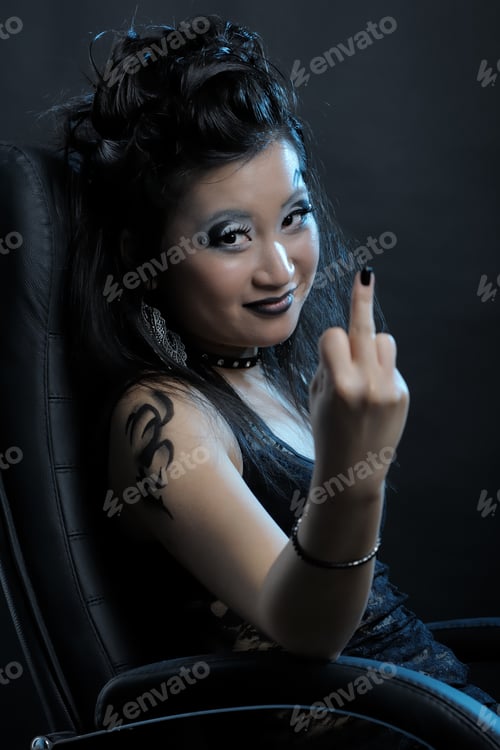 Preview: Gothic Asian Girl On Black Background