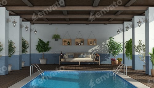 Preview: Swimming pool under an old porch