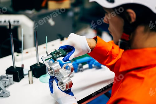 Preview: Professional engineer checking and repairing parts of automatic robotic arm