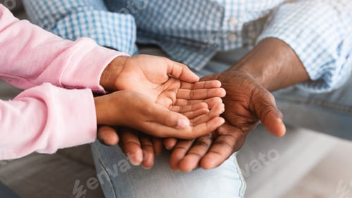 Preview: Family bonding time. Closeup of unrecognizable grandfather and grandchild holding hands together