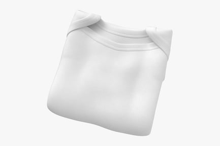 Preview: Folded Blank White Baby Onesie with Short Sleeves