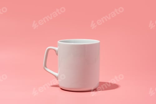 Preview: Ceramic mug mock up on pink background studio shot