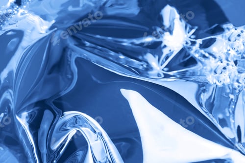 Preview: Holographic iridescent surface. Copy space. Bright classic blue colorful hologram background