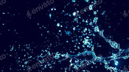 Preview: Blue Water Splash On Dark Background For Abstract Water Freshness Concept