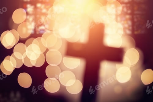 Preview: Abstract cross in church interior