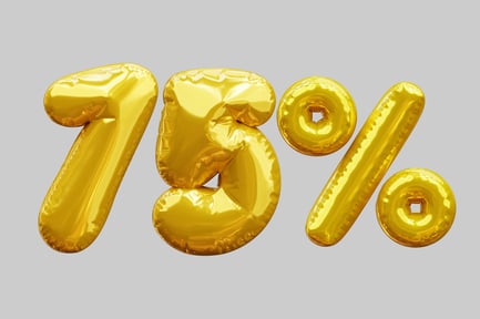Preview: Seventy Five Percent Discount With Golden Balloons