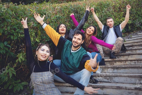 Preview: Group of multiethnic people cheering