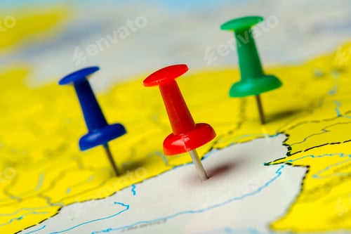 Preview: Travel destination points on a map