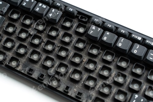 Preview: Close-Up of Old Dusty Keyboard with Missing Keys