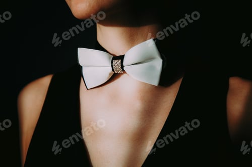 Preview: Elegant Woman with Glamorous Bowtie Collar