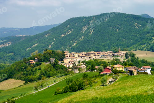 Preview: Rural landscape at May in Piedmont, view of Cecima