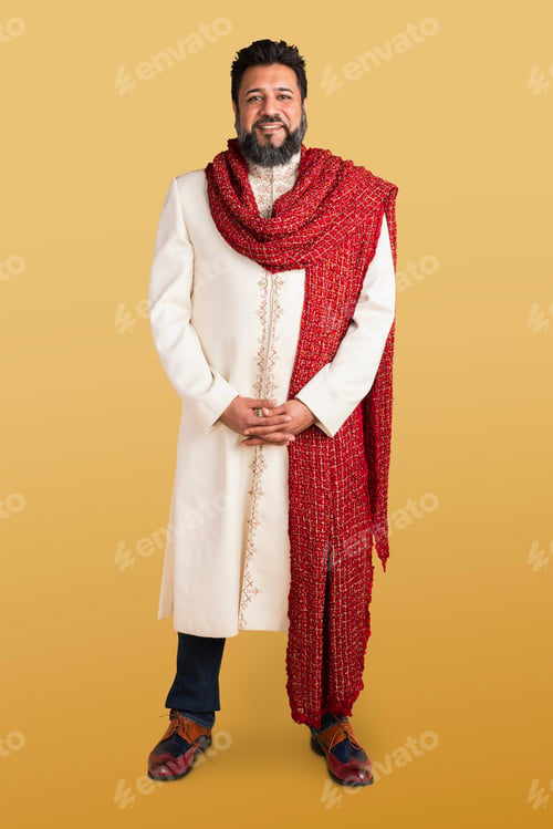 Preview: Indian man wearing a kurta with jeans mockup