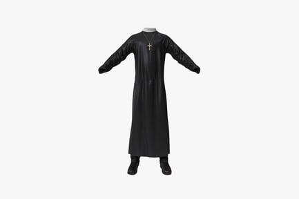 Preview: Black clerical robe with cross pendant