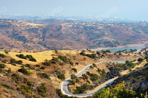 Preview: Aerial view of picturesque landscape between Paphos and Polis on the island of Cyprus.