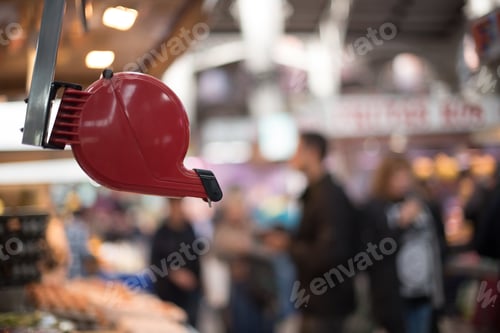 Preview: Selective focus shot of a red ticket dispenser