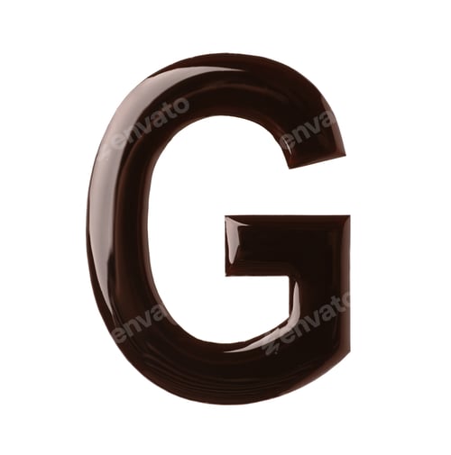 Vista previa: Chocolate letter G on white background, top view