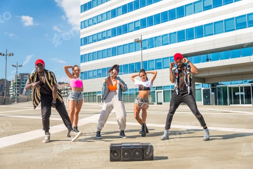Preview: Hip hop crew dancing outdoors