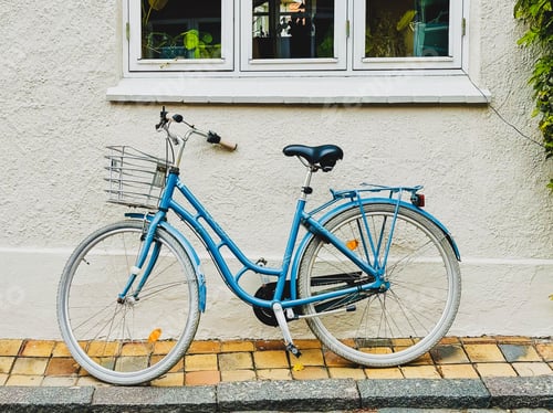 Preview: Bicycle leaning against a wall