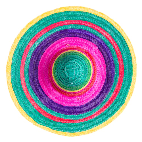 Colorful Woven Sombrero Hat with Spiraling Pattern