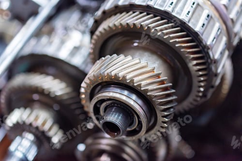 Preview: Close-up helical gears in car automatic transmission