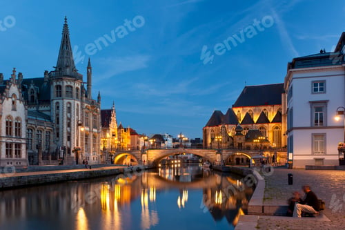 Preview: Ghent Canal View At Night, Belgium