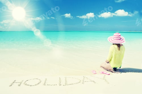 Preview: Girl Relaxing On The Beach Of Exuma, Bahamas