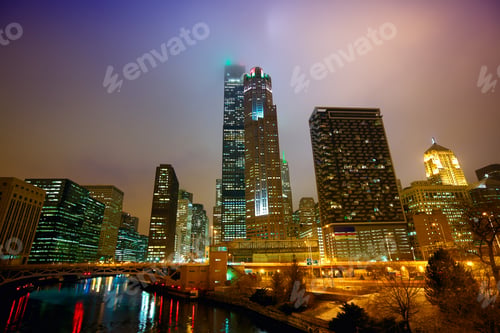 Preview: Chicago at night and mist