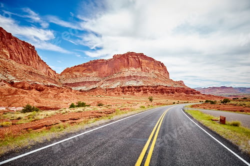 Preview: Scenic road in the Capitol Reef National Park, USA.