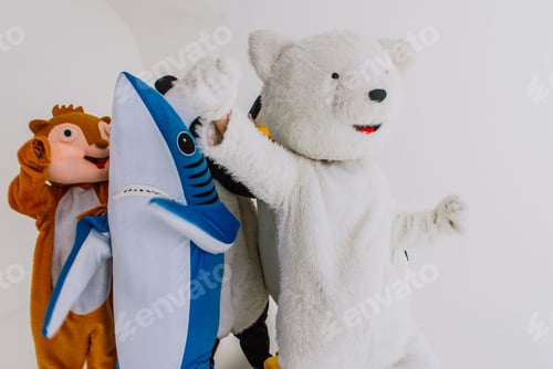 Preview: Group of animals mascots doing party
