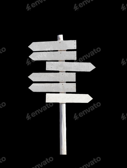 Preview: White wooden signpost arrows blank